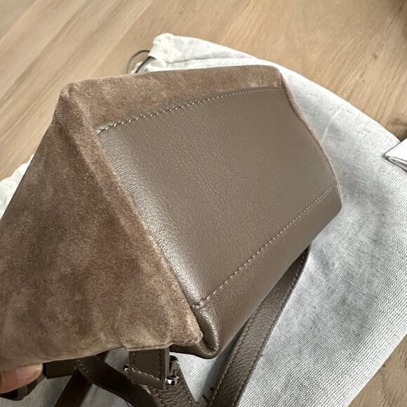 Brunello Cucinelli Logo Embossed Drawstring Backpack in warm beige - Picture 7 of 9